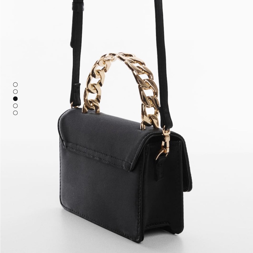 🥭 Mango satin black mini bag with top handle - Picture 4 of 9